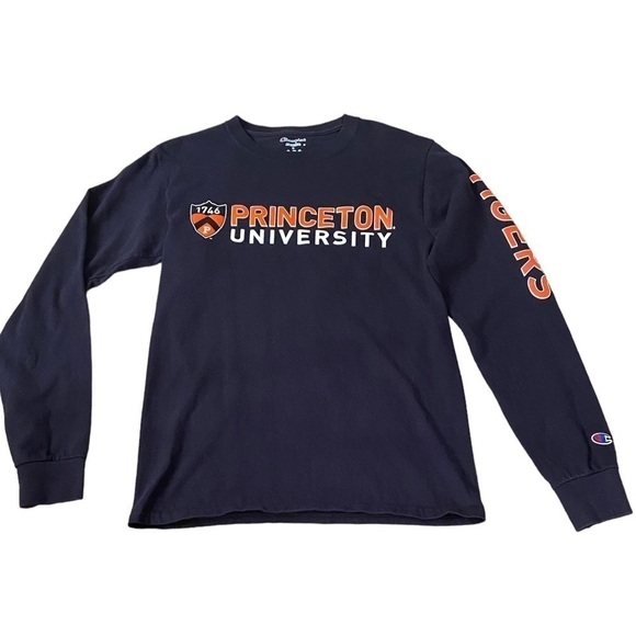 Champion Princeton Tiger Shirt Unisex Small Navy Blue Long Sleeve University Tee - Picture 1 of 10